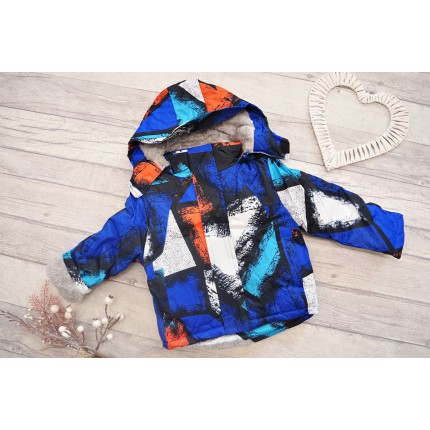 ZIMOWY KOMBINEZON dwuczęściowy na futerku wzór z pomarańczowym