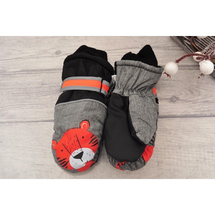 Szare rękawiczki nieprzemakalne chłopiece TYGRYS 1P 12cm