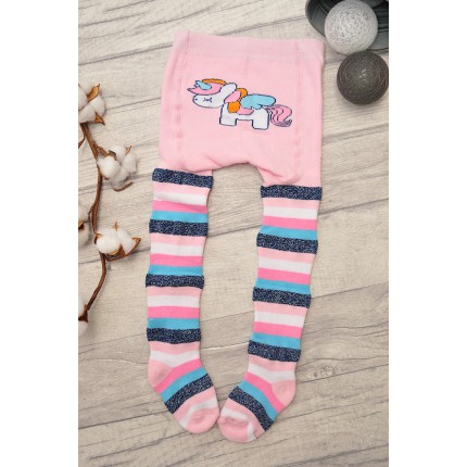 RAJSTOPY frotte różowe z jednorożcem wzór 505