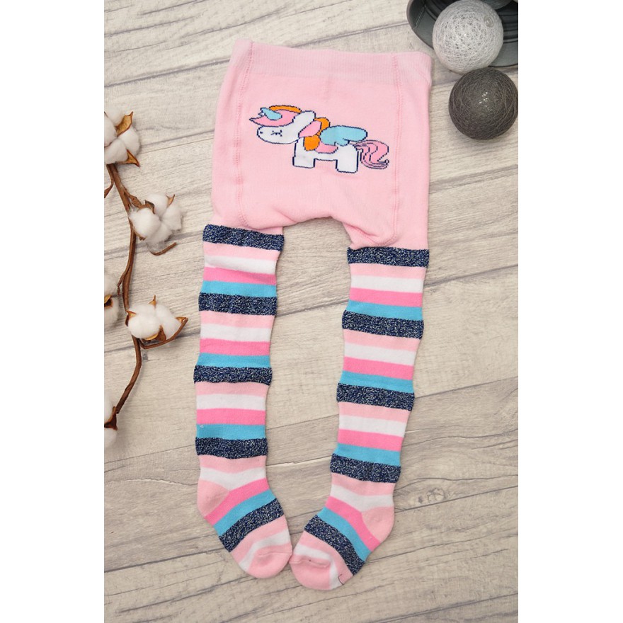 RAJSTOPY frotte różowe z jednorożcem wzór 505