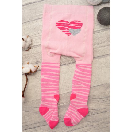 RAJSTOPY frotte różowe z sercem wzór 550
