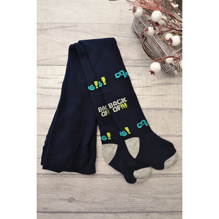 RAJSTOPY frotte granatowe z napisami wzór 449