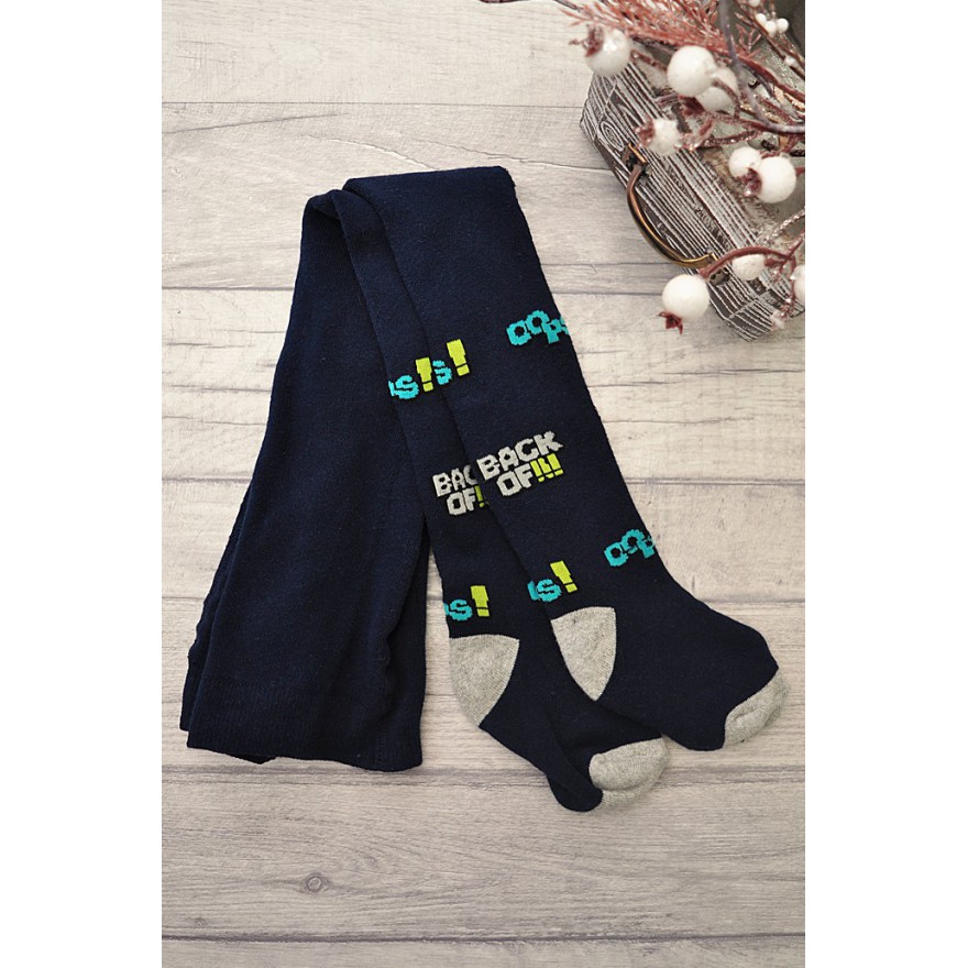 RAJSTOPY frotte granatowe z napisami wzór 449