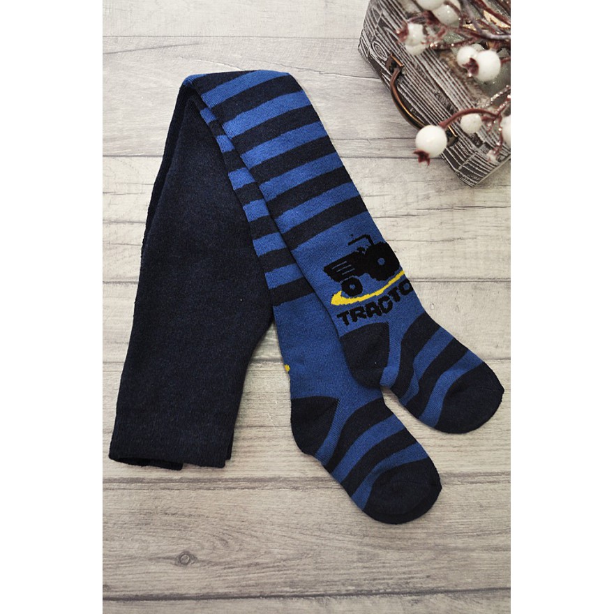 RAJSTOPY frotte granatowo-niebieskie z traktorem wzór 454