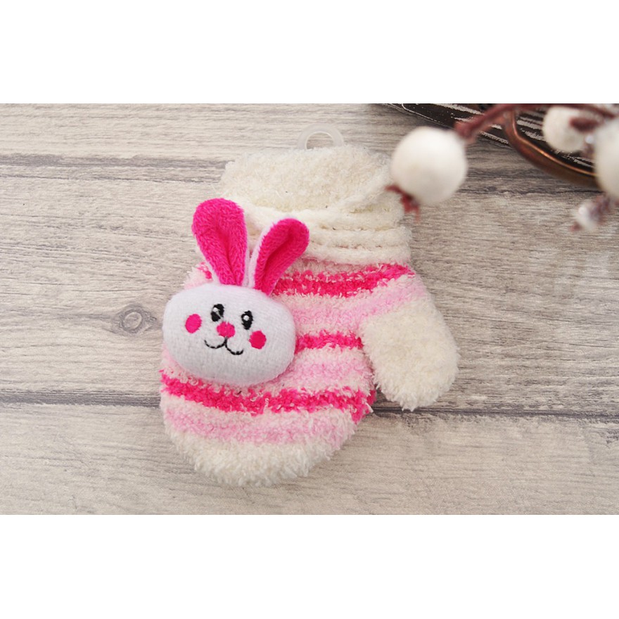 Zimowe rękawiczki frotte z maskotką KrólikB