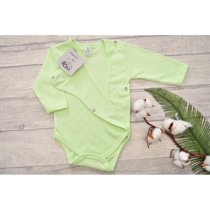 Pistacjowe BODY kopertowe z długim rękawem