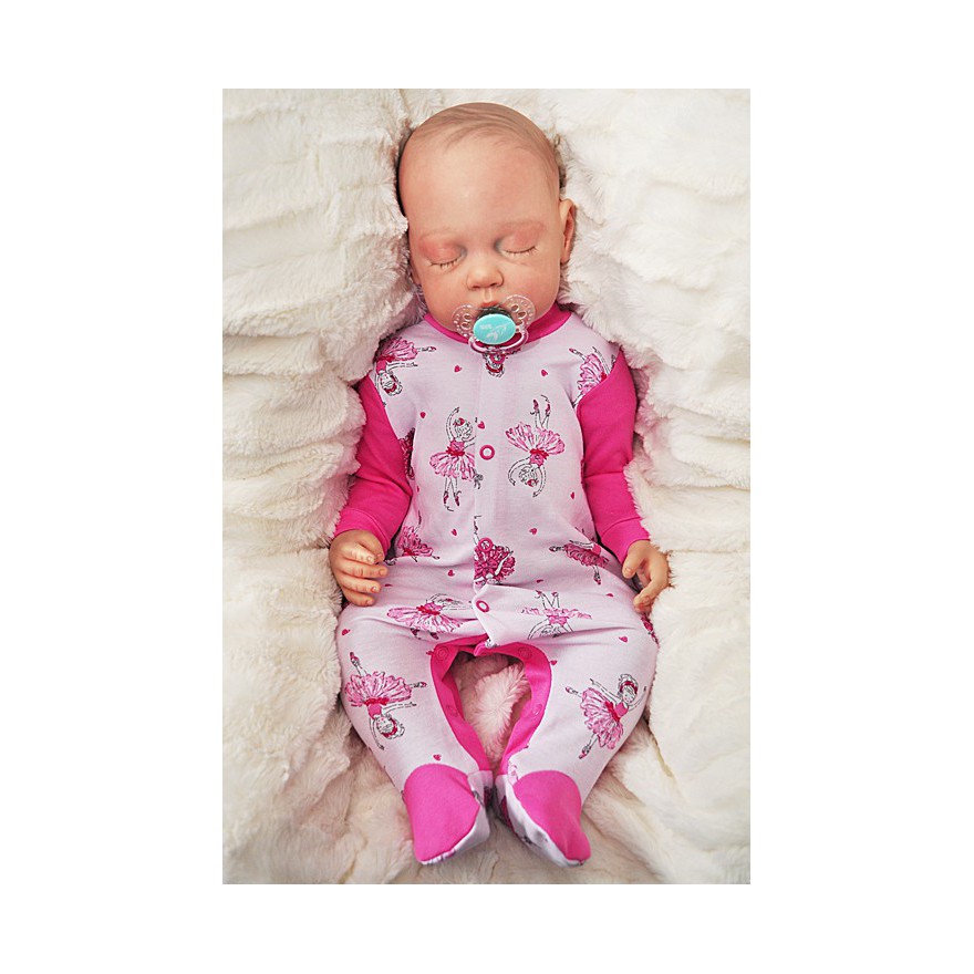 Pajac pajacyk bawełniany amarantowo-różowy w baletnice wzór 365A