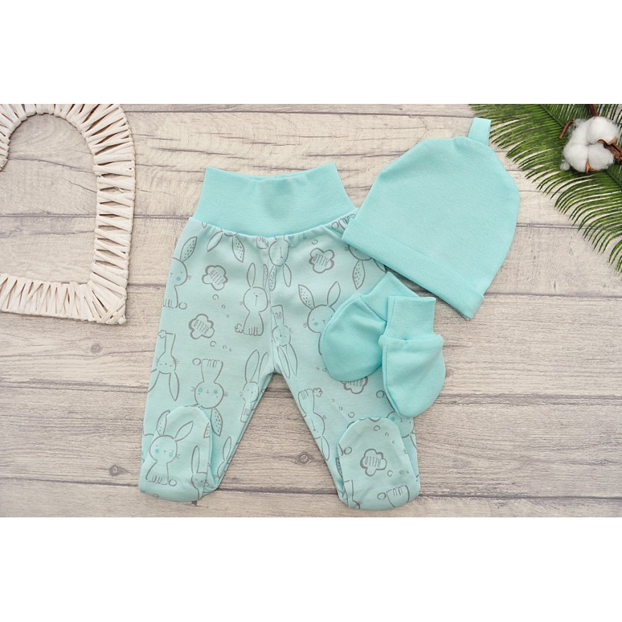 WYPRAWKA dla noworodka do szpitala 5 części miętowa w króliki wzór 220M