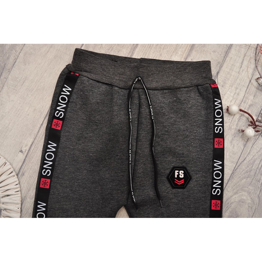 Szare SPODNIE ocieplane chłopięce spodenki dresowe SNOW