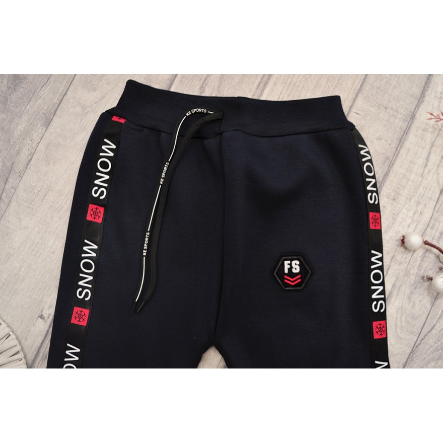 Granatowe SPODNIE ocieplane chłopięce spodenki dresowe SNOW