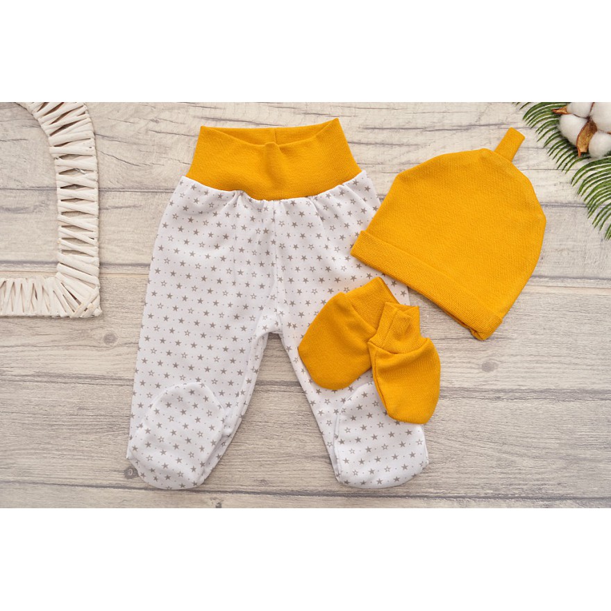 WYPRAWKA dla wcześniaka do szpitala 5 części musztardowa w gwiazdki wzór 214MU