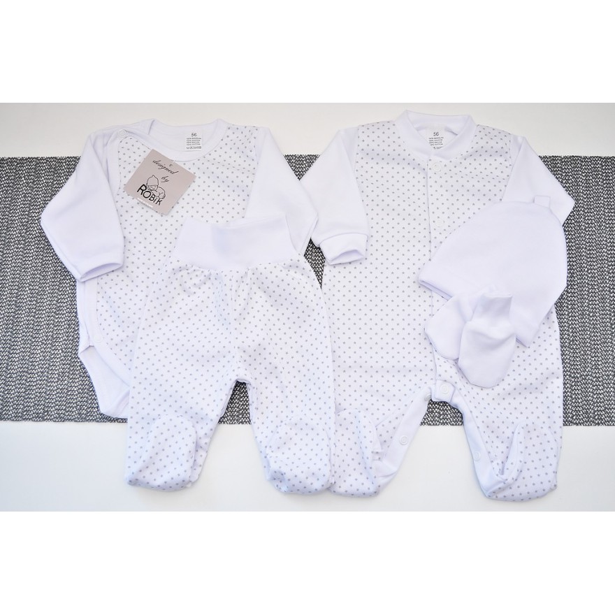 WYPRAWKA dla wcześniaka do szpitala 5 części biała w gwiazdki wzór 198B