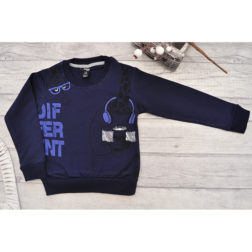 Granatowa BLUZA chłopięca dresowa SŁUCHAWKI, OKULARY
