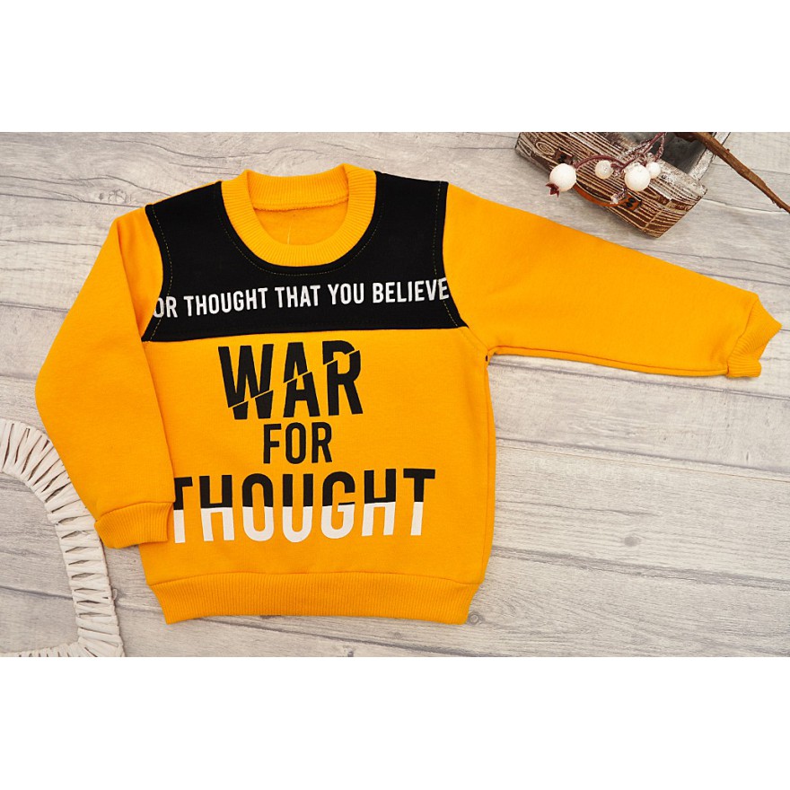 Dres ocieplany WAR FOR THOUGHT musztardowa bluza, musztardowe spodnie, komplet