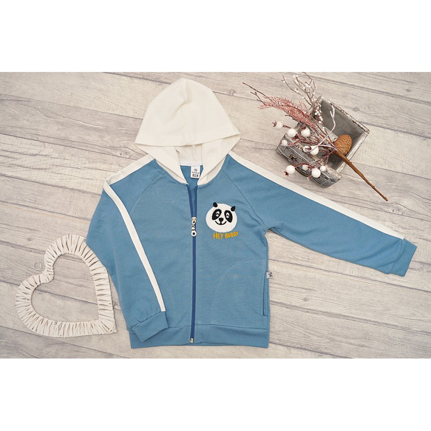 Dres Z PANDĄ błękitna bluza z kapturem spodnie, komplet