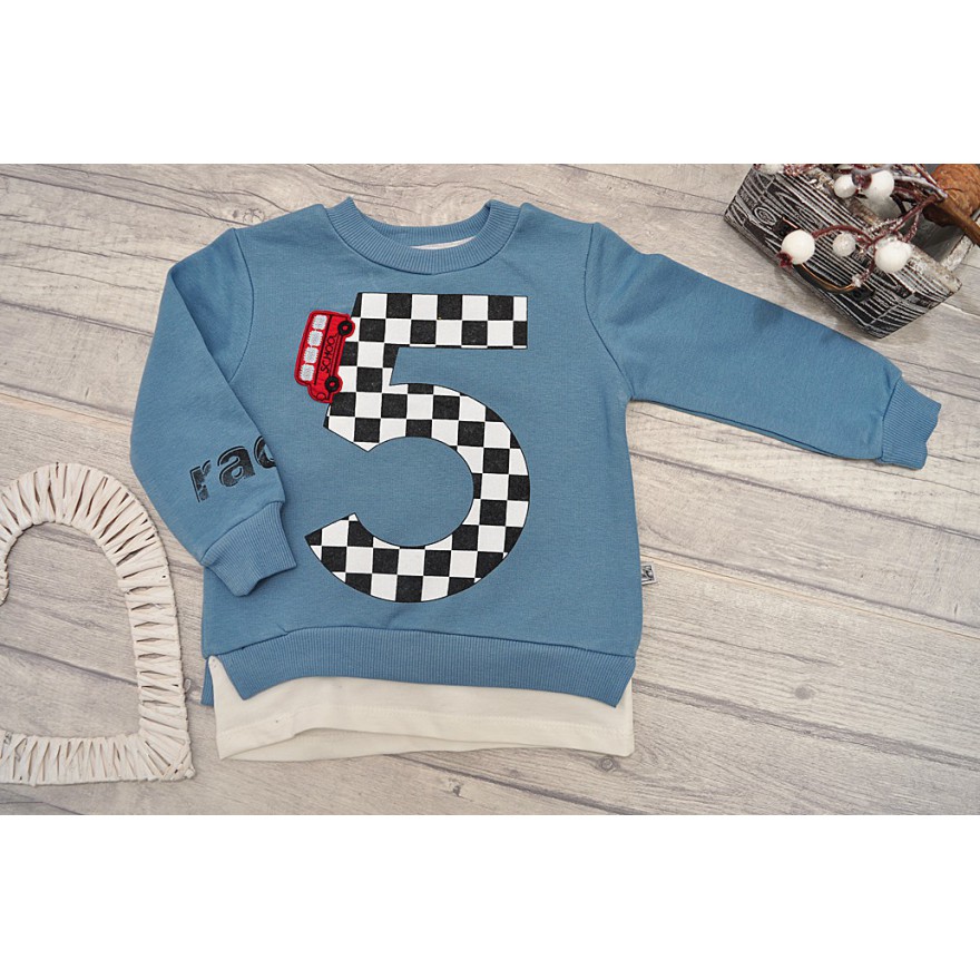 Dres chłopięcy PIĄTKA bluza pastelowy błękit, spodnie, komplet