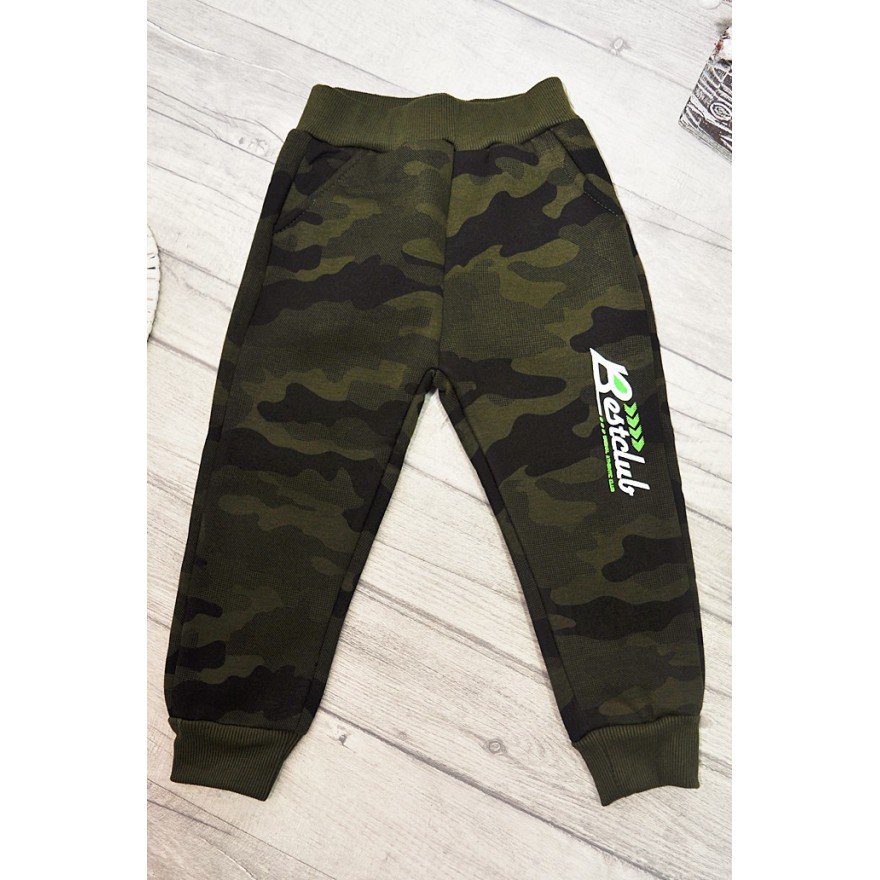 Ocieplane SPODNIE MORO khaki chłopięce spodenki dresowe BestClub