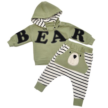 DRES BEAR khaki bluza z kapturem, spodnie, komplet