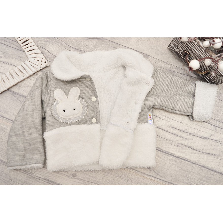 Szary komplet 2cz. dla niemowlaka bluza na futerku, ocieplane spodnie