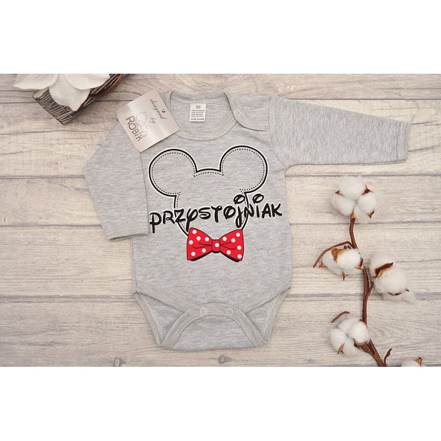 Szare BODY PRZYSTOJNIAK długi rękaw wzór 640