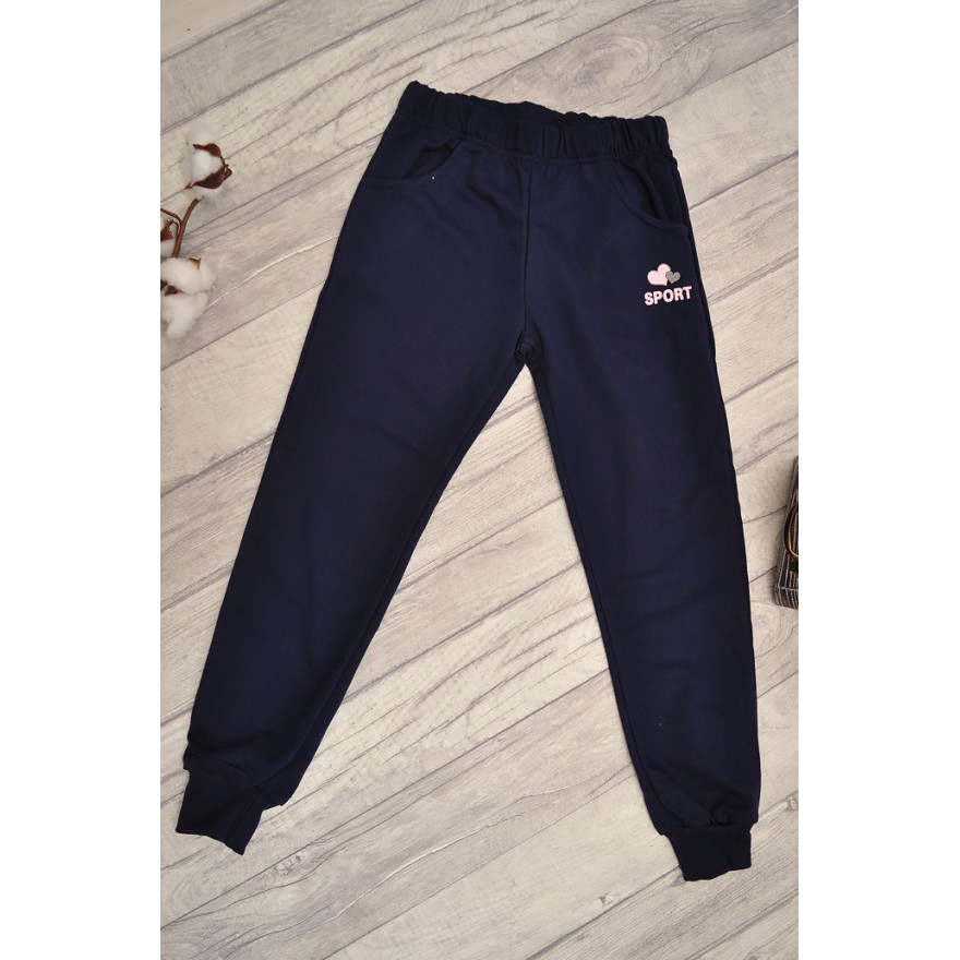 DRES dziewczęcy SPORT GIRL różowo-granatowa bluza z kapturem, spodnie komplet 2cz.