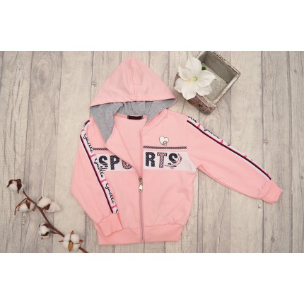 DRES dziewczęcy SPORTS różowa bluza z kapturem, spodnie, bluzka, komplet 3cz.