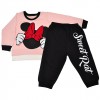 Różowo-czarny DRES z myszką , bluza, spodnie, komplet