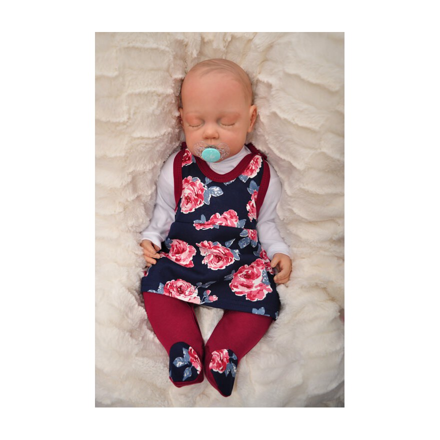 ŚPIOCHY SUKIENKA 2w1 tylko u nas! bordowe w róże wzór 352bor