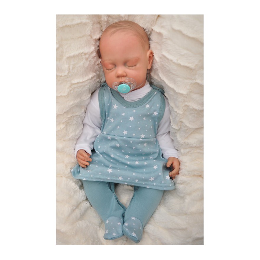 ŚPIOCHY SUKIENKA 2w1 tylko u nas! szaro miętowe w gwiazdki wzór 219i