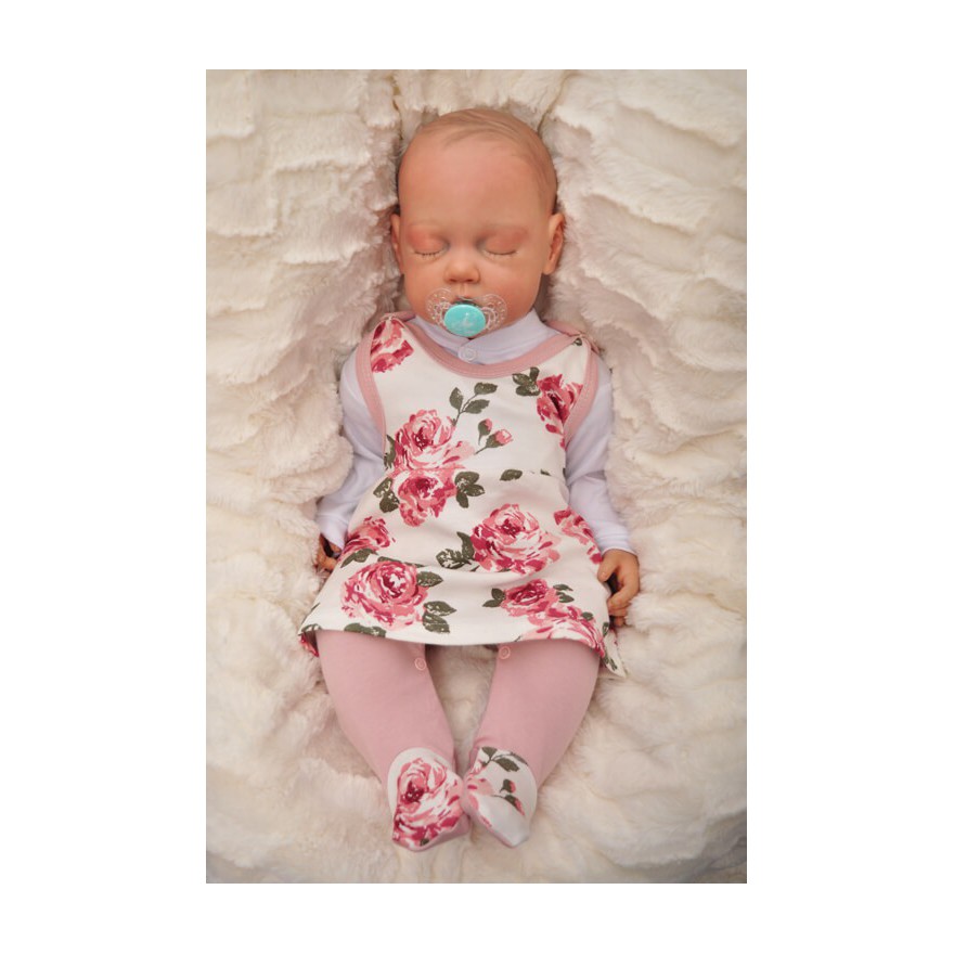 ŚPIOCHY SUKIENKA 2w1 tylko u nas! pudrowy w róże wzór 368R