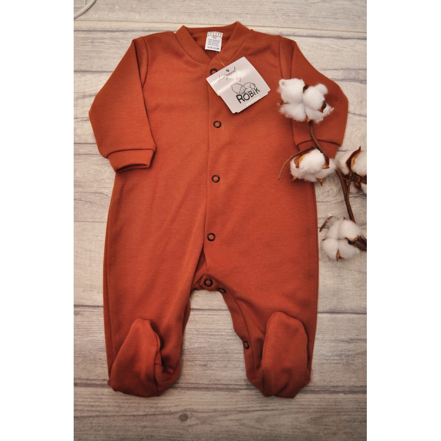 Gładki brązowy Pajac pajacyk bawełniany