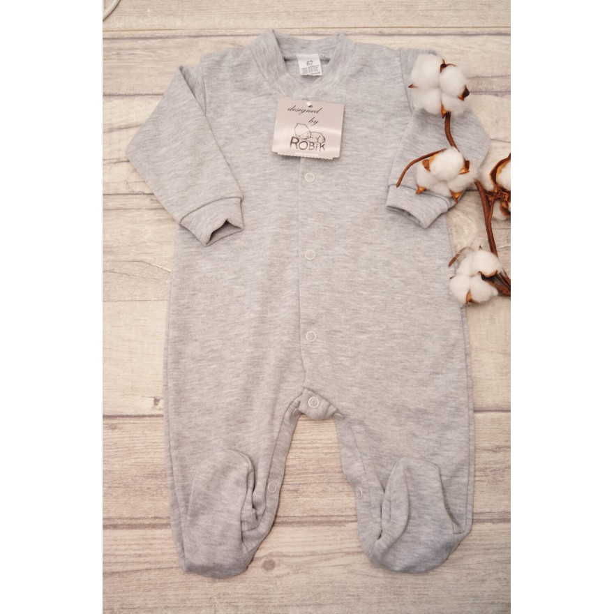 Gładki szary Pajac pajacyk bawełniany