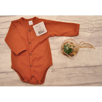 Brązowe body rozpinane z długim rękawem WCZEŚNIAK