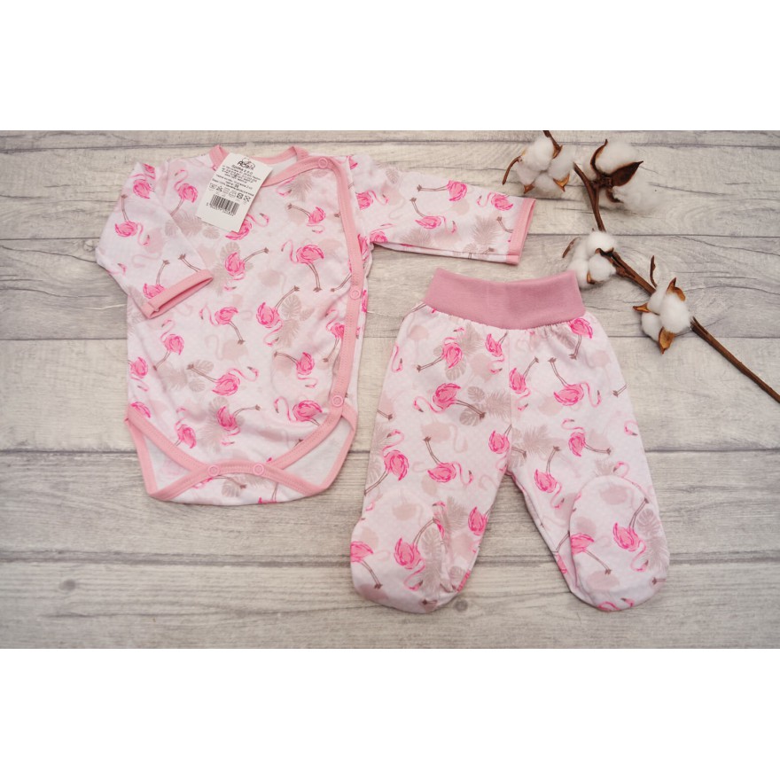 Komplet 2cz body kopertowe półśpiochy wz.400 różowe flamingi WCZEŚNIAK