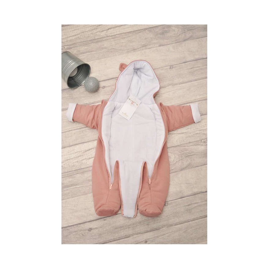 Kombinezon gładki pudrowy róż ocieplany