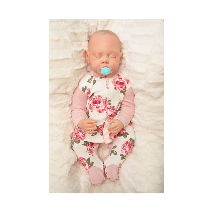 Pajac pajacyk bawełniany pudrowy w róże wzór 368R