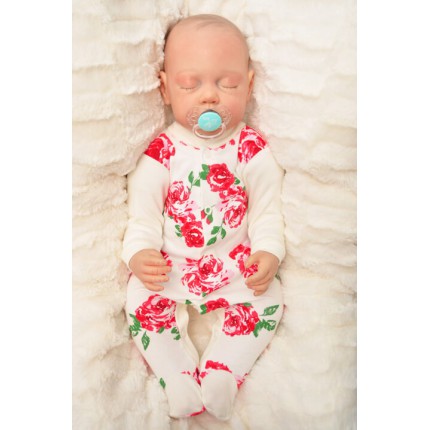 Pajac pajacyk bawełniany ecru w róże wzór 308ecru