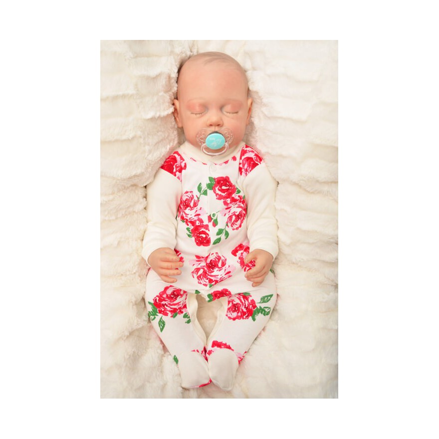 Pajac pajacyk bawełniany ecru w róże wzór 308ecru