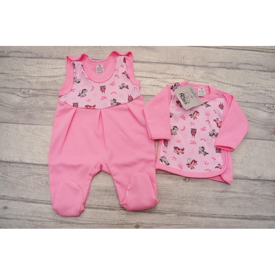 Wyprawka dla wcześniaka koszulka śpiochy różowy KUCYKI wz. 351R