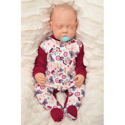 Pajac pajacyk bawełniany bordowy w motyle r.50 WCZEŚNIAK wzór 367BOR