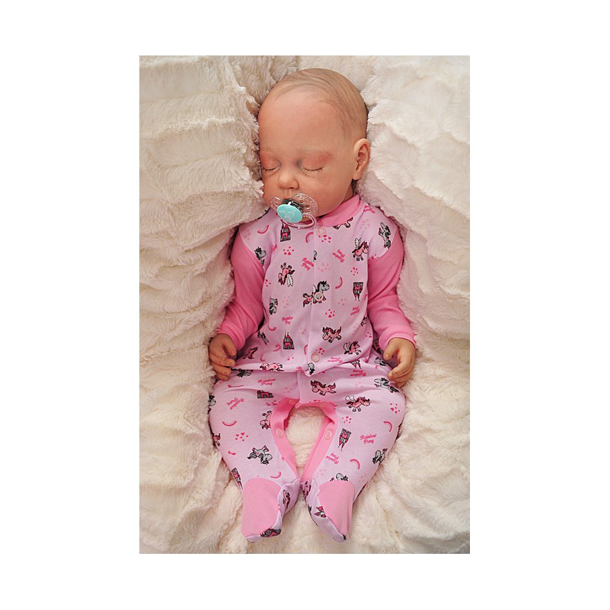 Pajac pajacyk bawełniany różowy w kucyki r.50 WCZEŚNIAK wzór 351R