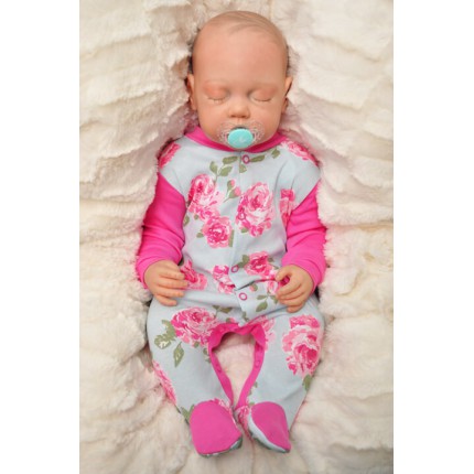 Pajac pajacyk bawełniany amarant w róże r.50 WCZEŚNIAK wzór 349a