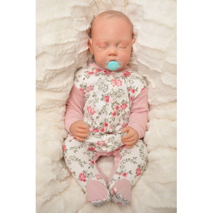 WCZEŚNIAK pajac pajacyk bawełniany różowy w róże r.50 wzór 354R