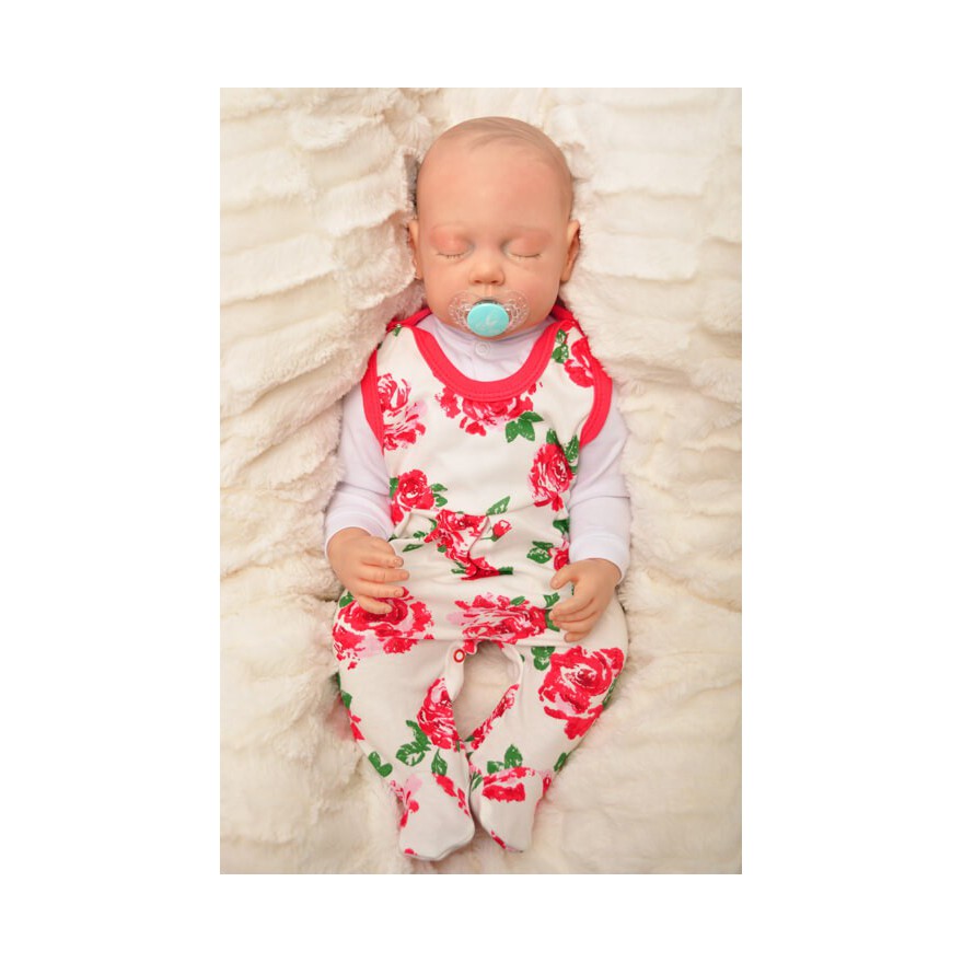 ŚPIOCHY rozpinane w kroku malinowe w róże wzór 308c