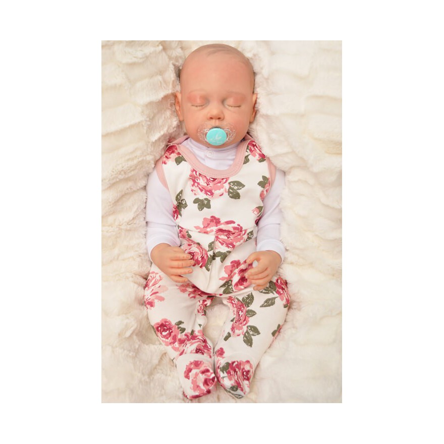 ŚPIOCHY rozpinane w kroku pudrowy róż w róże wzór 368r WCZEŚNIAK