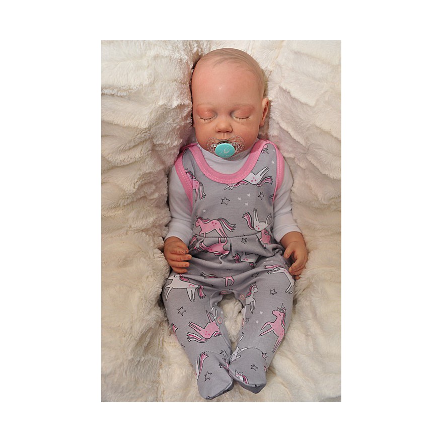 Dziewczęce ŚPIOCHY rozpinane w kroku, szaro-różowe w jednorożce wzór 316r2