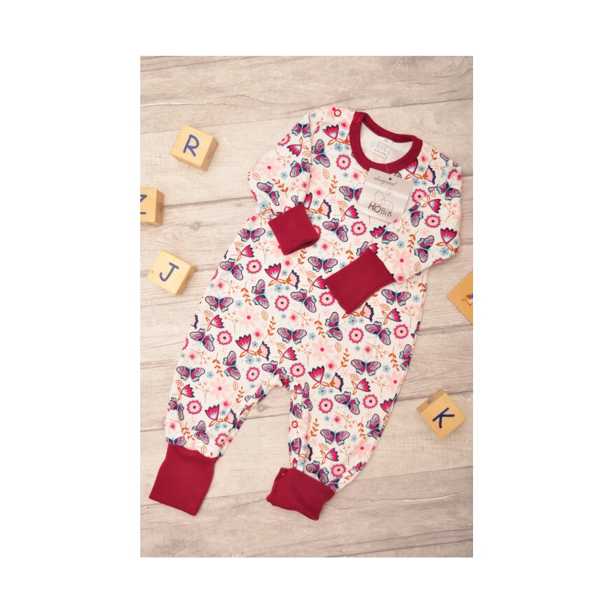 Pajac bez stópek RAMPERS bordowy w motyle pajacyk rosnący wz. 367bor