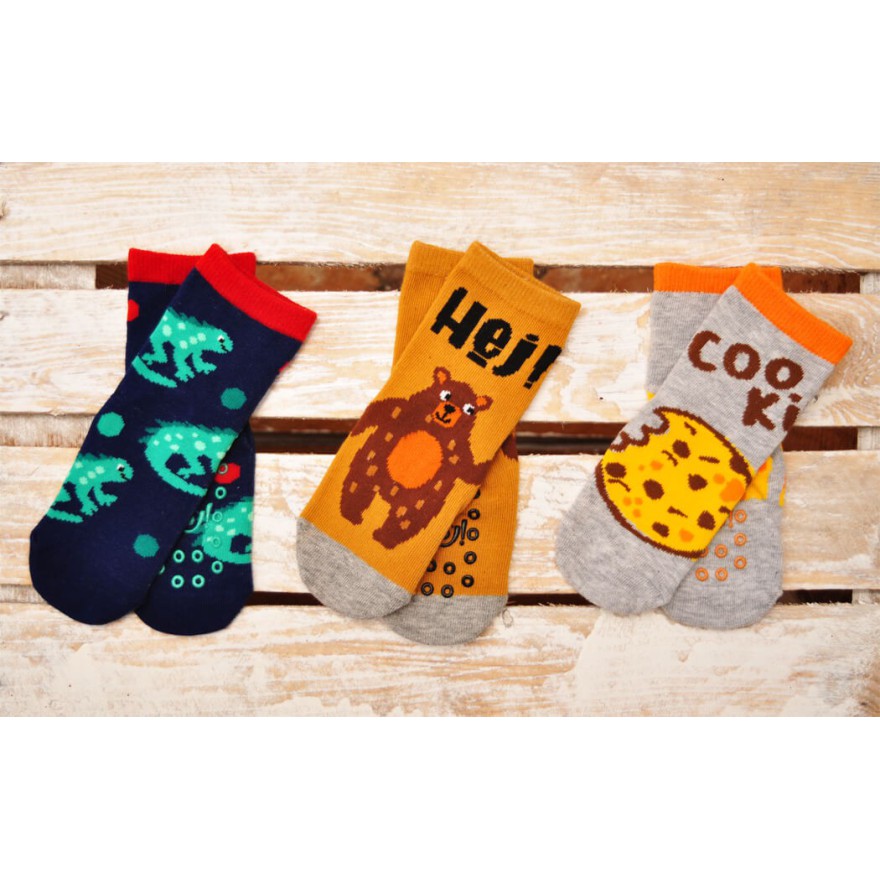 3 pary SKARPETKI bawełniane MIŚ skarpety chłopięce z ABS