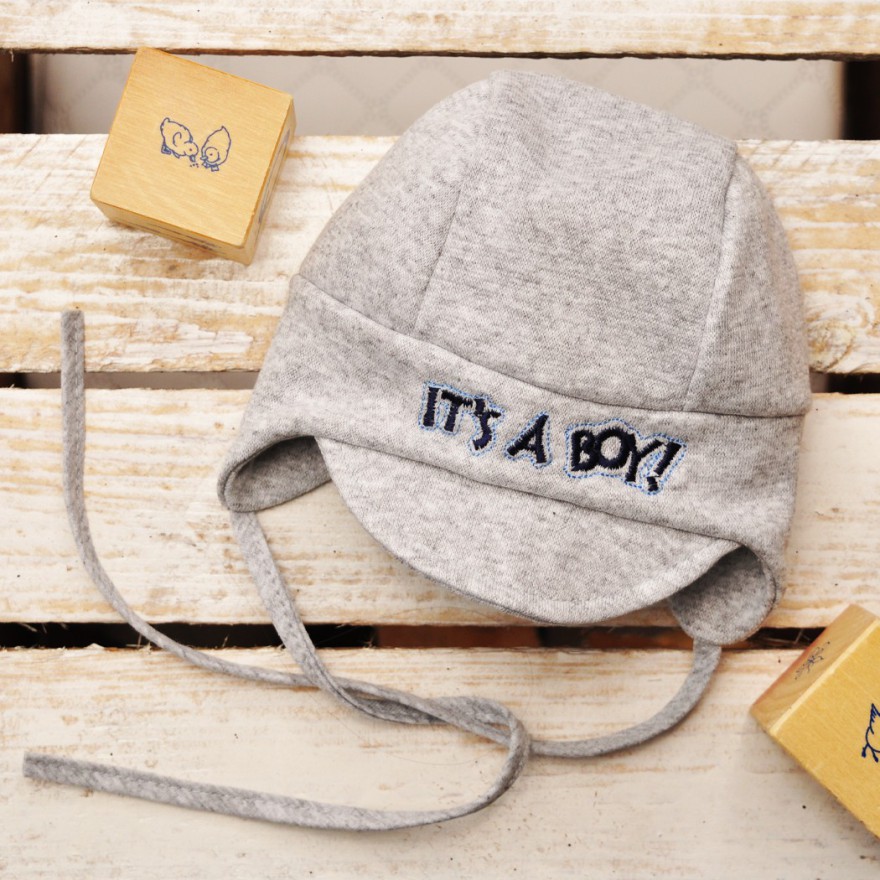 Szara CZAPKA It's a boy czapeczka wiosna jesień wyprzedaż