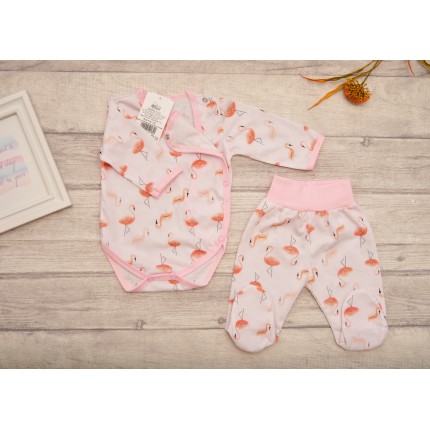Komplet 2cz body kopertowe półśpiochy wz. łososiowe flamingi WCZEŚNIAK